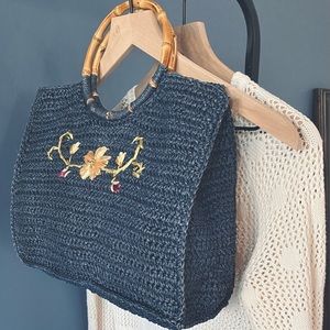 🛑Vintage Woven Tote Bag (Navy Blue)